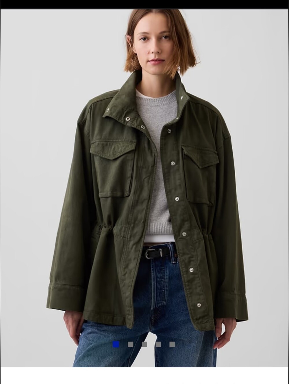 GAp Olive Utility Drawstring Waist Women's Jacket